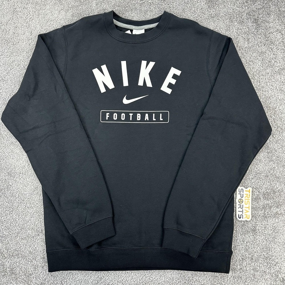 Nike Football Sweatshirt Mens Small Black Club Fleece Crewneck Pullover Swoosh